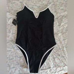 NEW W/TAGS- SKOTA SWIM Black One-Piece Swimsuit with White Trim